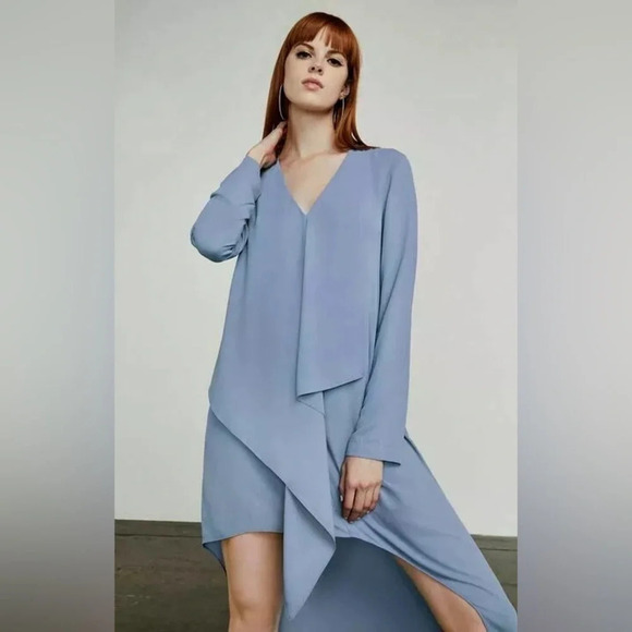 BCBGMaxAzria Kyndal Regal Lagenlook Chiffon Asymmetrical High Low Dress - Picture 4 of 10